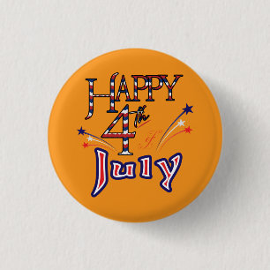 Prettig Vier Juli Ronde Button 3,2 Cm