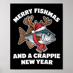 Prettig Visfeest en een Crappie Nieuwjaar Visvangs Poster