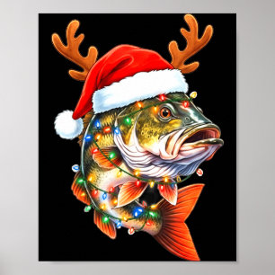 Prettig Visfeest Grappige B Visserij Kerstman Hoed Poster