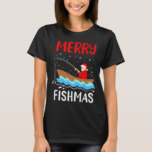 Prettig Visfeest Grappige Kerstman Kerstvis Santa T-shirt (Voorkant)