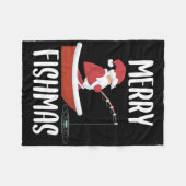 Prettig Visfeest Grappige Kerstman Vissen Visser K Fleece Deken (Voorkant (Horizontaal))