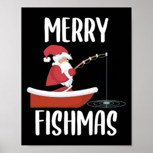 Prettig Visfeest Grappige Kerstman Vissen Visser K Poster