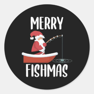 Prettig Visfeest Grappige Kerstman Vissen Visser K Ronde Sticker