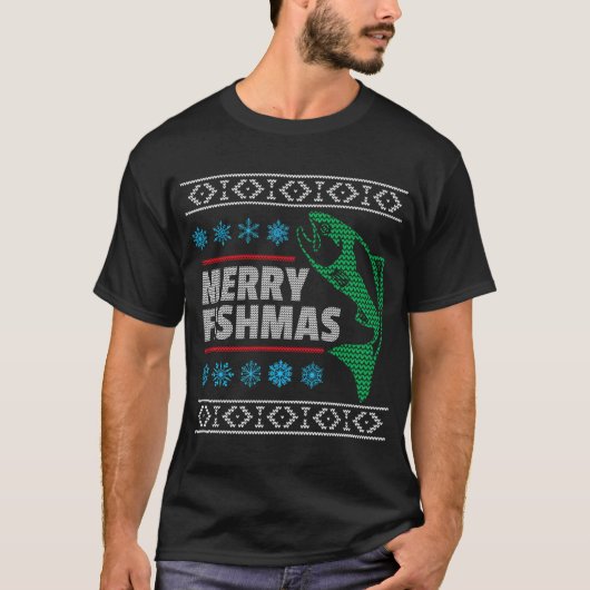 Prettig Visfeest Grappige Vis Weer Christmas T-shirt (Voorkant)
