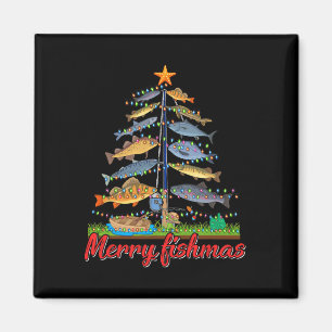 Prettig Visfeest Grappige Visser Kerstboom Vissen Magneet