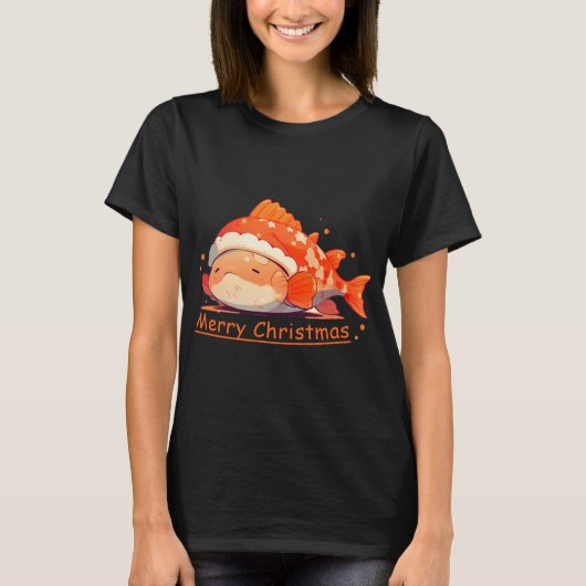 Prettig visfeest kerst anime vis t-shirt (Voorkant)