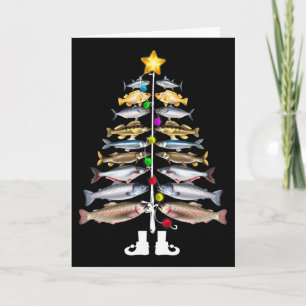 Prettig Visfeest Kerstboom Grappige Vissen Kaart