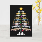 Prettig Visfeest Kerstboom Grappige Vissen Kaart (Gele Bloem)