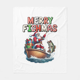 Prettig Visfeest Kerstman Visliefhebbers Grappige Fleece Deken