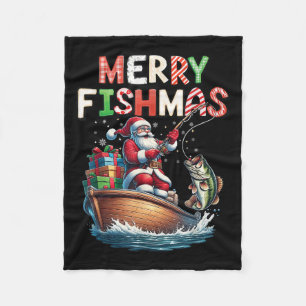 Prettig Visfeest Kerstman Visliefhebbers Grappige  Fleece Deken