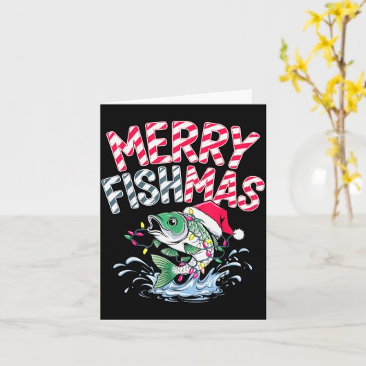 Prettig visfeest Kerstman Visliefhebbers Grappige  Kaart (Gele Bloem)