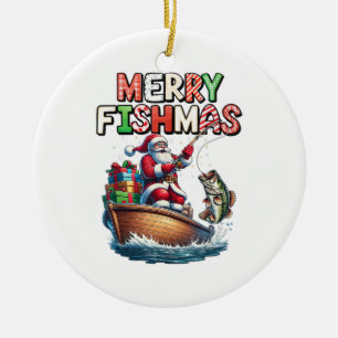 Prettig Visfeest Kerstman Visliefhebbers Grappige Keramisch Ornament