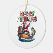 Prettig Visfeest Kerstman Visliefhebbers Grappige Keramisch Ornament (Links)