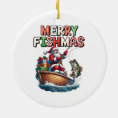 Prettig Visfeest Kerstman Visliefhebbers Grappige Keramisch Ornament (Achterkant)