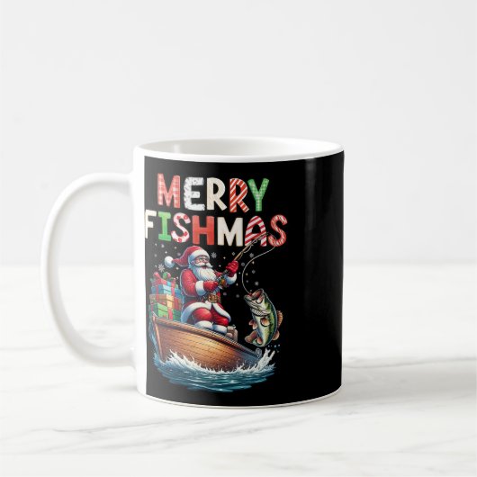 Prettig Visfeest Kerstman Visliefhebbers Grappige Koffiemok (Links)