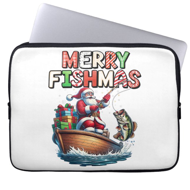 Prettig Visfeest Kerstman Visliefhebbers Grappige  Laptop Sleeve (Voorkant)