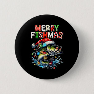 Prettig Visfeest Kerstman Visliefhebbers Grappige Ronde Button 5,7 Cm