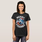 Prettig Visfeest Kerstman Visliefhebbers Grappige T-shirt (Voorkant volledig)