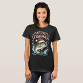 Prettig Visfeest Kerstman Visliefhebbers Grappige T-shirt (Voorkant volledig)