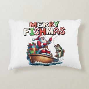 Prettig Visfeest Vis Santa Visliefhebbers Grappige Accent Kussen