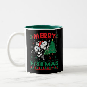 Prettig Visfeest Vis Vissen Vader Visser Kerstmis Tweekleurige Koffiemok