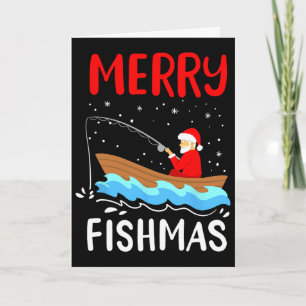 Prettig VisKerst Feest Grappige Kerstman Visserij  Kaart