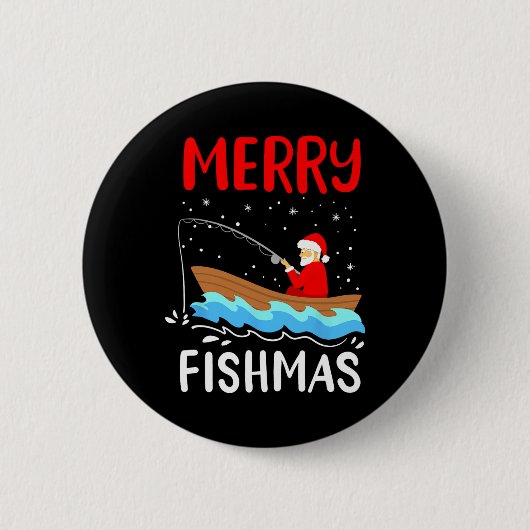 Prettig VisKerst Grappige Kerstman Kerstvis Santa Ronde Button 5,7 Cm (Voorkant)