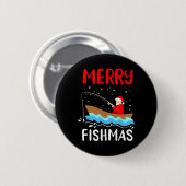 Prettig VisKerst Grappige Kerstman Kerstvis Santa Ronde Button 5,7 Cm (Voorkant /achterkant)