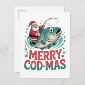 Prettig VisKerst Vissen Kerstman Kerstmis  Uitnodiging Briefkaart (Voorkant / Achterkant)