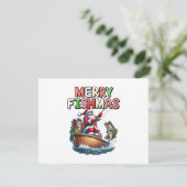 Prettig VisKerstmis Kerstman Visliefhebbers Grappi Kaart (Staand voorkant)