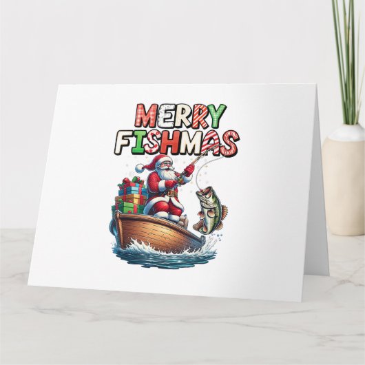 Prettig VisKerstmis Kerstman Visliefhebbers Grappi Kaart (Voorkant)