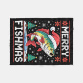 Prettig VisKerstmis Lelijk Kerst Sweater Visliefhe Fleece Deken (Voorkant (Horizontaal))