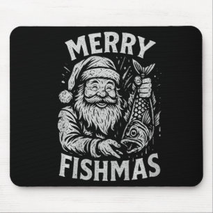 Prettig VisKerstmis Vintage Kerstman Vissen Kerst Muismat