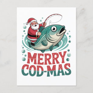 Prettig VisKerstmis Vissen Kerstman Kerst Uitnodiging Briefkaart