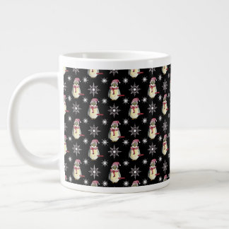 Prettig Weekend Pinguïns en Sneeuwvlokken op Zwart Grote Koffiekop