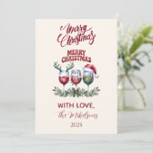 Prettig Wijn Kerstfeest Feestdagenkaart (Staand voorkant)