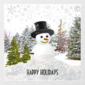 Prettig Winter Feest / Sneeuwman Raamsticker (Vel)