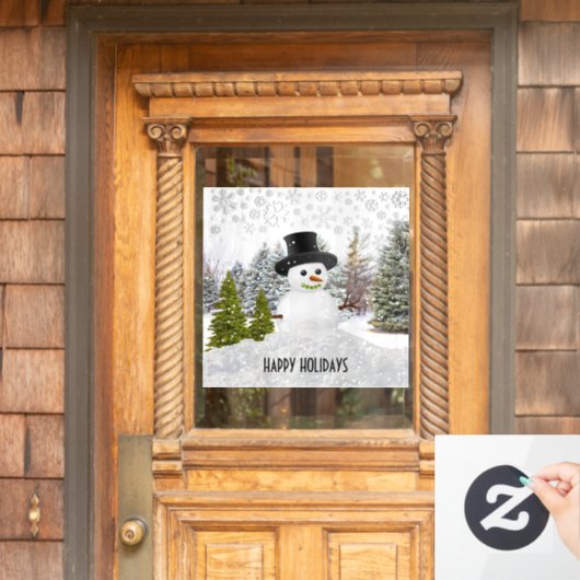 Prettig Winter Feest / Sneeuwman Raamsticker (Huis Deur)