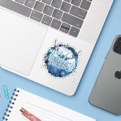 Prettig wintersolstitium - Vier het seizoen Sticker (Laptop met iPhone)