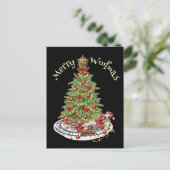 Prettig Woefmas Hond Design- Boston Terrier Briefkaart (Staand voorkant)