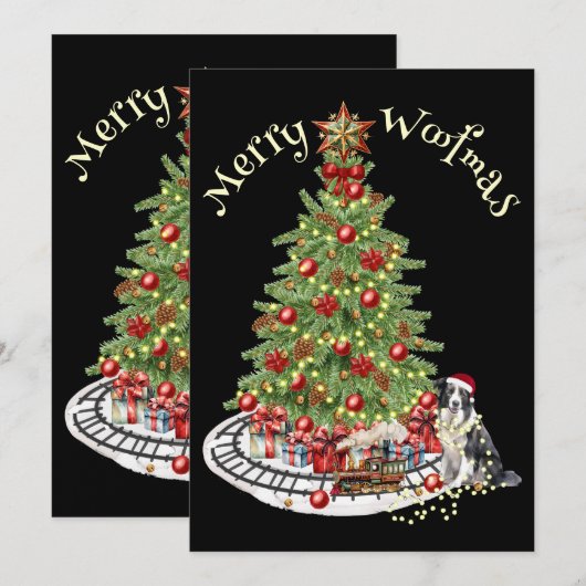 Prettig Woefmas Hond Design- Collie Feestdagenkaart (Voorkant / Achterkant)