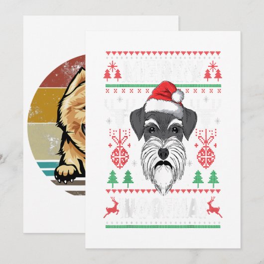 Prettig Woefmas Schnauzer Kerstmis Hond Liefhebber Feestdagenkaart (Voorkant / Achterkant)