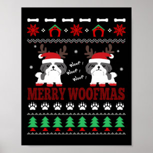 Prettig Woefmas Shih Tzu Lelijk Kerstfeest  Poster