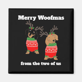 Prettig Woofmas Dachshund Kerstmis  Magneet