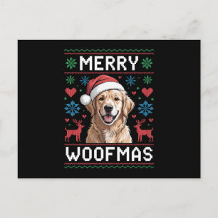 Prettig Woofmas Goud Retriever Kerstmuts Hond Feestdagenkaart
