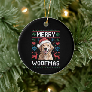 Prettig Woofmas Goud Retriever Kerstmuts Hond Keramisch Ornament