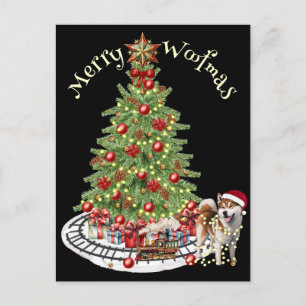 Prettig Woofmas Hondenontwerp- Akita Briefkaart