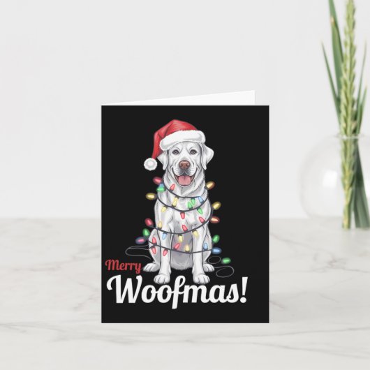 Prettig Woofmas Zilveren Labrador-hond Licht Decor Kaart (Voorkant)
