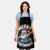 Prettig Zwemmis Kerstmis Kerstman Kerst Zwembad Schort (Gedragen)