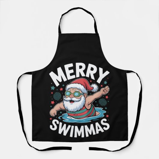 Prettig Zwemmis Kerstmis Kerstman Kerst Zwembad Schort (Voorkant)